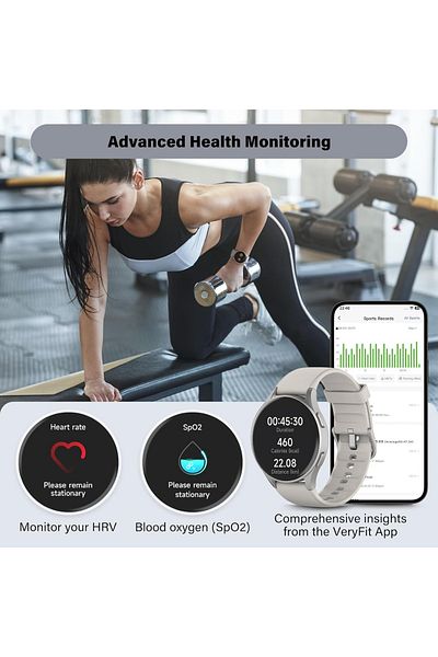 Smart Vibe WiX™FiT - AMOLED Smartwatch Apel Bluetooth, GPS Track, 24/7 Fitness Tracker, HR/Somn/SpO2, Grey