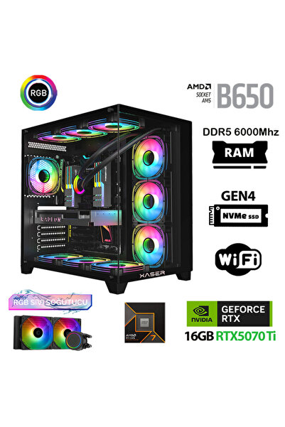 XASER Velox x110 Ryzen 7 7800X3D 64GB DDR5 Ram 2TB M.2 NVMe SSD 16GB RTX5070T...