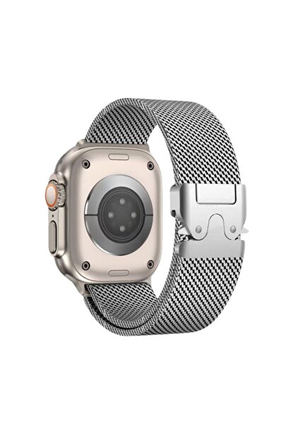 O Ozone سوار ميلانو شبكي لساعة أبل 49/46/45/44/42 مم - فضي