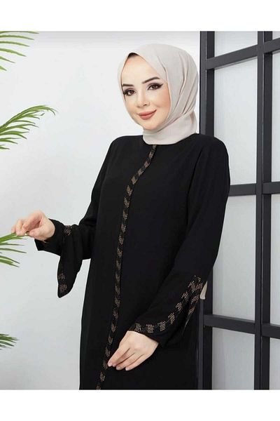 MissPul Large Size Stone Striped Ferace Black