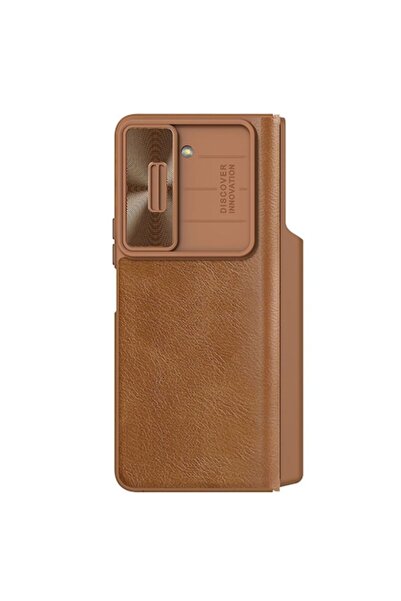 OEM Θήκη για Samsung Galaxy Z Fold5, QIN Pro Leather Case, S17, Καφέ