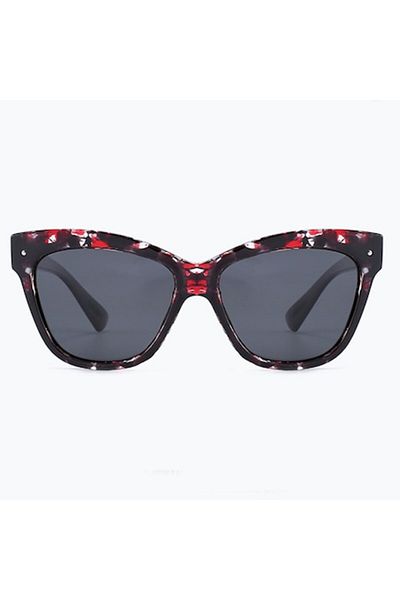 GERICOM - Women's sunglasses, butterfly shape, polarized, UV filter, black lens, black frame with fl