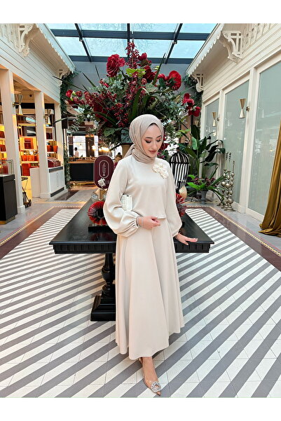 Milenastyle Maria Scuba Etekli Takım Krem