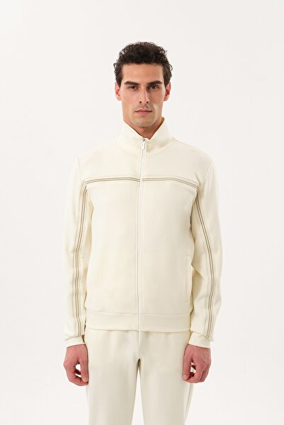 SPORTEMPT Stand Collar Knitwear Stripe Detailed Men's Zippered Tracksuit Top ...