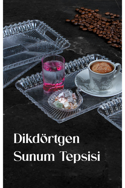 My Kitchen 2'lİ Kristal Dikdörtgen Servis Sunum Tepsisi
