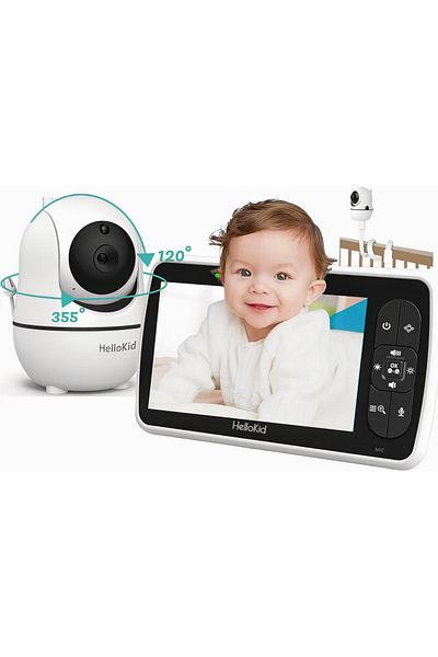 Smart Vibe HelloKid™ SE - NightVision Baby Monitor Wireless, Video/Audio, Cantece, Senzor Temperatura, White