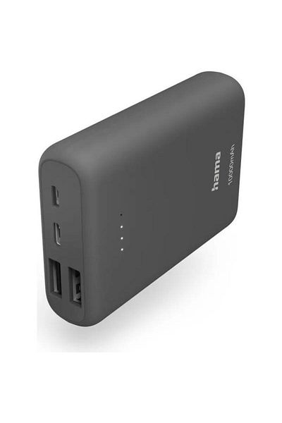 Hama External Battery 86413, 10000 mAh, USB Type-C, 2x USB-A (Grey)