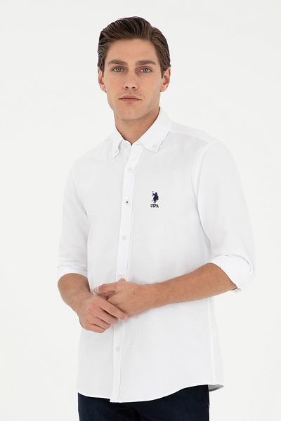 U.S. Polo Assn. Men's White Shirt With Embroidered Logo