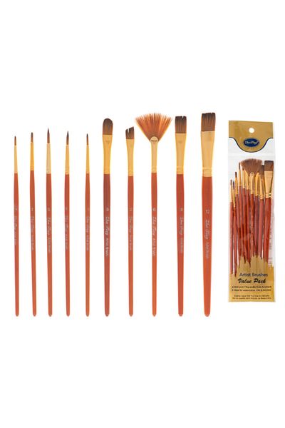 OEM Set of 10 painting brushes, Plastic, 19 cm, Brown