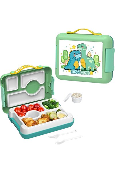 Twisoo صندوق بينتو للأطفال على شكل ديناصور - مانع للتسرب، 4 أقسام، أحجام مثال...