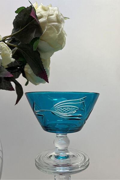 DECOSTYLE Multi-Purpose Colorful Foot Bowl with Tulip Decoration 345 Cc Cake, Ice Cream Salad Magnolia