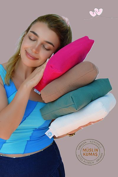moonzy - minimalist & cozy Multi-Purpose Pilates and Support Pillow with Muslin Fabric – Plate Pillow with Washable Cover