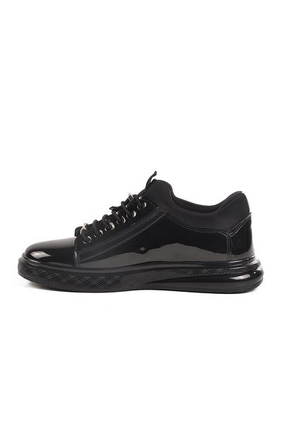 Pierre Cardin Black Patent Leather Genuine Leather Men's Sneaker 70819 m