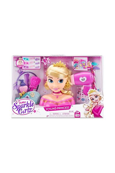 Zuru Sparkle Girlz Hairdressing Head with Accessories and Hair Dryer