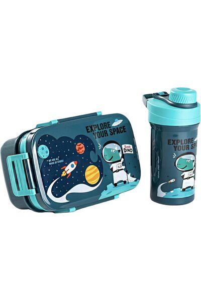 Twisoo Kids Space Lunch Box and Water Bottle Combo Set - 1800ml Leakproof 3-Compartment Lunchbox wit