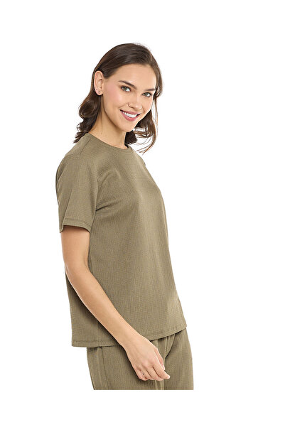 R&B Texture T-Shirt with Crew Neck and Short Sleeves