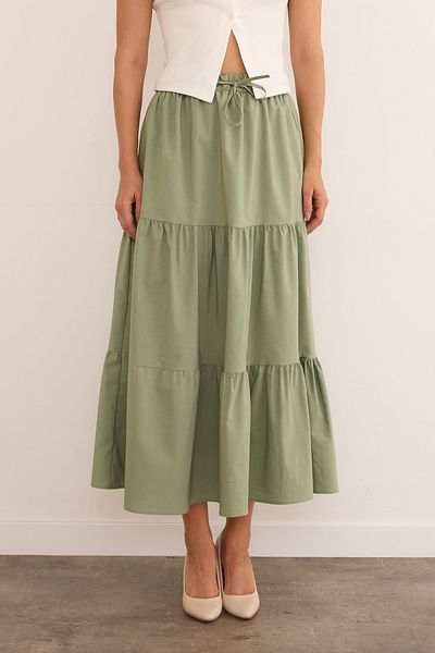 Fulla Moda Terry Cotton Fabric Skirt with Tie Waist