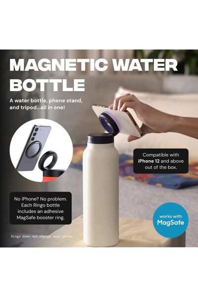 Ringo All-in-One Water Bottle, Tripod, & Magnetic Phone Mount: Stainless Steel Insulated Water Bottl