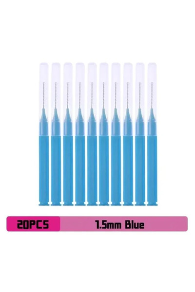 Choice3 صندوق فرشاة الأسنان الزرقاء، فرشاة الأسنان بين الأسنان، 20 قطعة، تنظيف الأسنان، تقويم الأسنان، تقويم الأسنان المستقيم