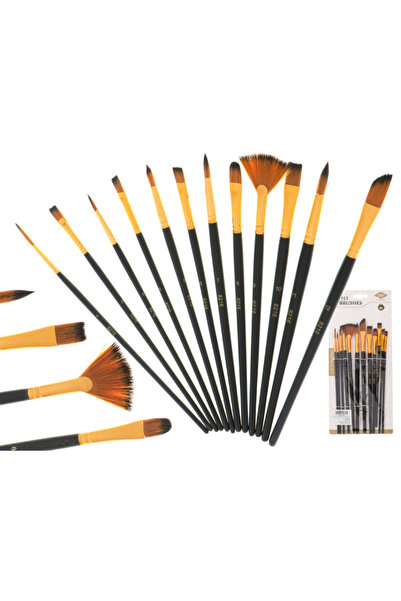 OEM Комплект от 12 художествени четки за рисуване, Пластмаса, 19,5x23 см, Мно...