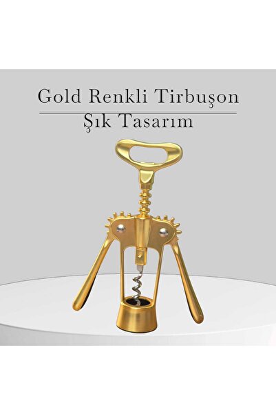 Eşya Dünyası Çelik Tirbuşon Gold Rengi Şık Tasarım