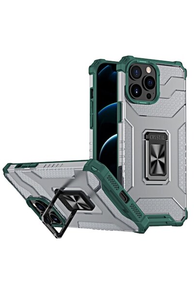 Don Carcasă de protecție acrilică Armor cu suport verde închis pentru iPhone ...