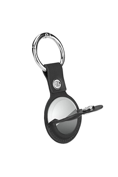 Bibilel Leather Case Compatible with Apple AirTag, Keychain, Black