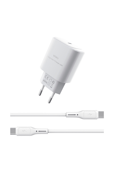WIWU Wi-G008 Essen Serisi GaN Tech PD Type-C to Type-C PD 30W Kablolu Şarj Se...