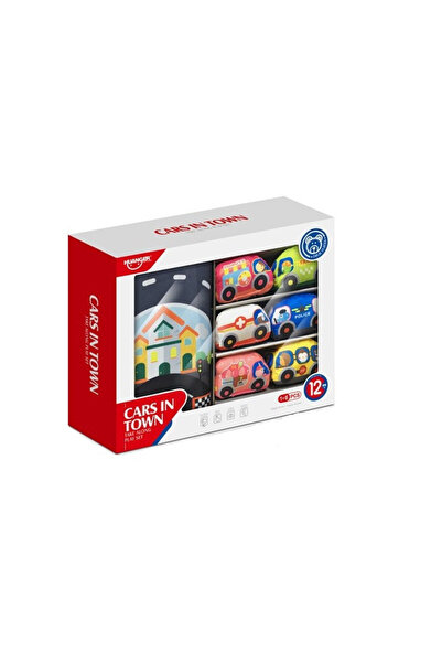 Toy Set Mașini în Oraș cu 6 mașini textile, Jucării interactive pentru bebeluși