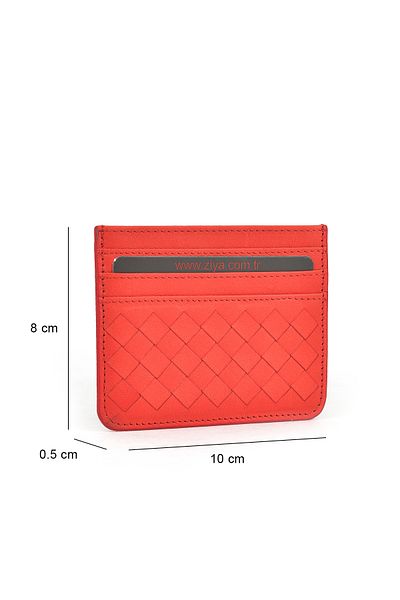 Ziya , Unisex Genuine Leather Card Holder 1539852Z06 Red