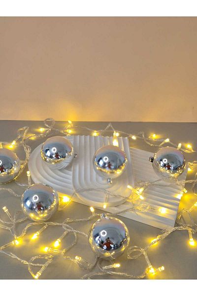 mıstıque home Christmas Tree Ornament 6 Pieces Large Matte Gray Ball Christmas Tree Ornament 6 cm