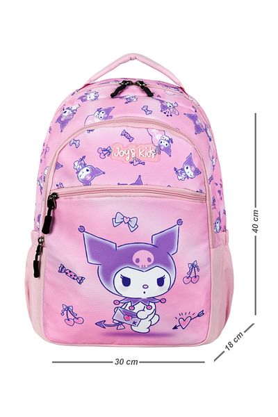 CAKARD Joy's Kids Pink Kuromi Patterned 3-Piece School Bag Set (Backpack + Lunchbox + Pen Holder)