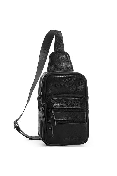 Dudlin Men's black leather crossbody bag