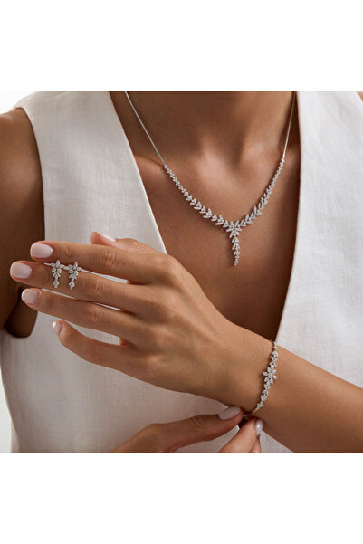 Sembol Gold Cam Güzeli Beyaz Altın Takı Seti