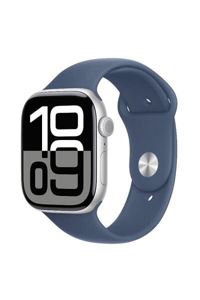 Apple Smartwatch Watch 10 GPS, Carcasa Silver Aluminium 46mm, ecran LTPO OLED, 64GB, curea silicon D