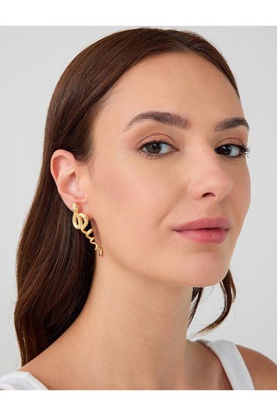 Jimmy Key Gold Color Snake Figured Shiny Earrings