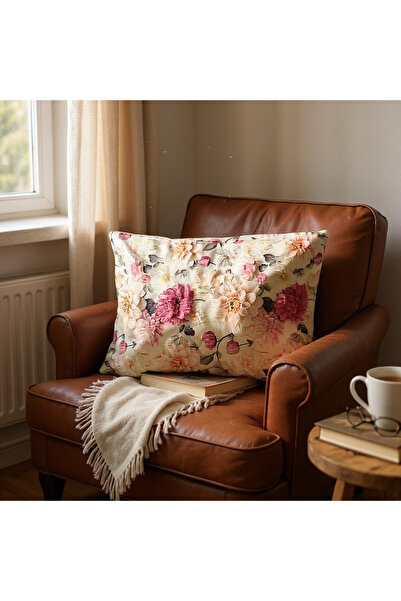 Bestway ve Diğeri "غطاء وسادة مزخرف بنقشة زهور مقاس 70 × 50 سم - قماش قطني بسحاب وقابل للغسل"