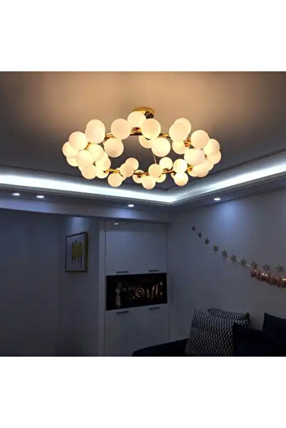 LED CONCEPT Lustra cu abajururi, aurie, rotunda, 100x100x120cm, tip bec 45xG9