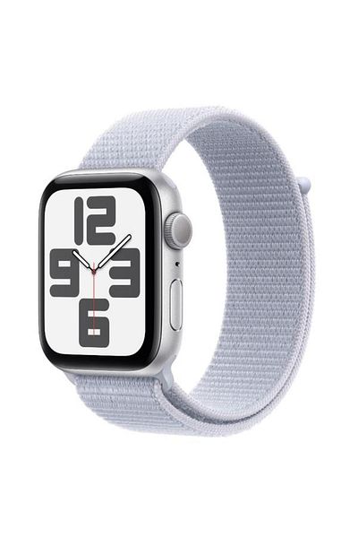 Apple Smartwatch Watch SE (2024), GPS, Silver Aluminium Case 44mm, LTPO OLED screen, 32GB, Blue Clou