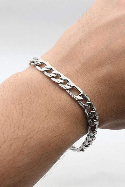 Prestige Pen Crafted Figaro Stainless Steel Bracelet 8 mm 902110