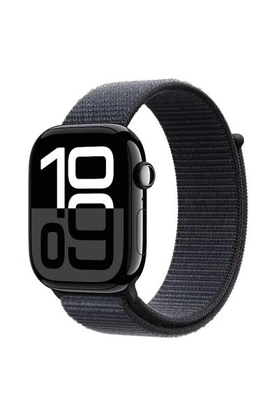 Apple Smartwatch Watch 10 GPS, Carcasa Jet Black Aluminium 46mm, ecran LTPO OLED, 64GB, curea Ink Sp