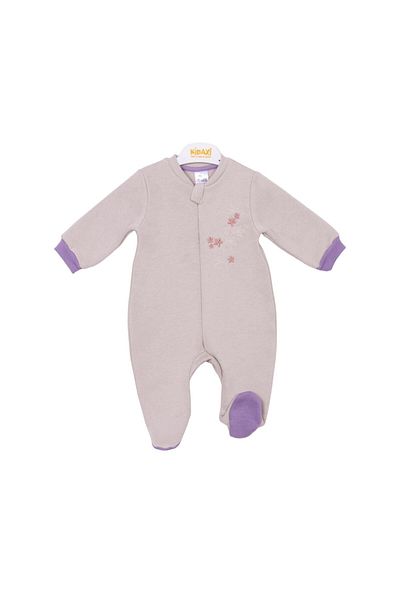 Kidaxi Kd33345 Floral Embroidered Zippered 3-Thread Suit 1-3/3-6/6-9 Months