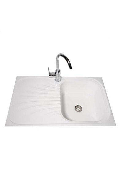 RAY Chiuvetă de bucătărie, compozită, alb lucios, 800 x 500 mm