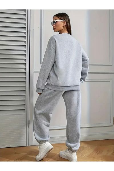 FUFLUNS Wild Printed Oversize Unisex Circle Neck Bottom/Upper Tracksuit Set
