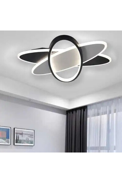 LED CONCEPT LED chandelier with 3 types of light and remote control, black, asymmetrical, 62W, dimmable, 50x40x6cm