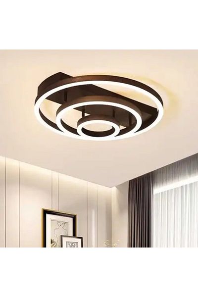 LED CONCEPT LED chandelier with 3 types of light and remote control, brown, round, 160W, dimmable, 60x60x15cm