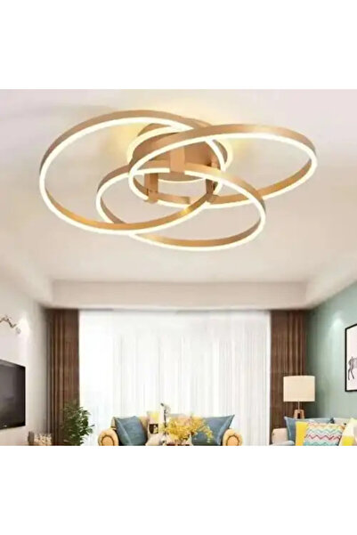 LED CONCEPT LED chandelier with 3 types of light and remote control, gold, asymmetrical, 240W, dimmable, 58x58x19cm