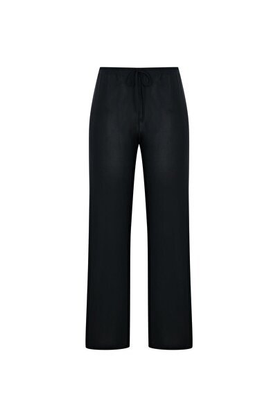 Beauty Omelette Black Tulle Elastic Loose Trousers