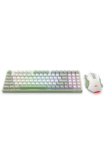 REDRAGON Kit tastatura mecanica si mouse Ultimate Gaming Rig, Cu fir, iluminare RGB (Verde/Alb)