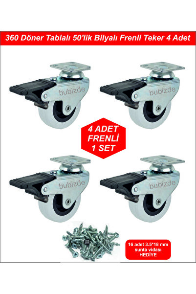 WDM Frenli Döner Tablalı 50'lik Bilyalı Masa Dolap Sehpa Mobilya Tekeri 4 Adet